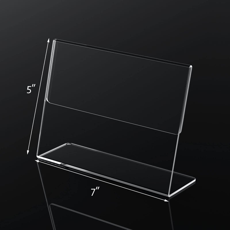 NIUBEE Slanted Back Acrylic Sign Holder 7 x 5 Inches, Clear Plastic Sign Holder Paper Display Table Stand for Office, Store, Restaurant -Horizontal (6 Pack) - Image 3